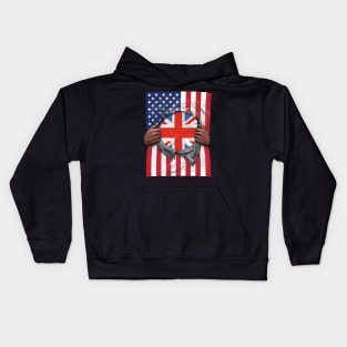 United Kingdom Flag American Flag Ripped - Gift for English Scottish Welsh Or Irish From United Kingdom Kids Hoodie